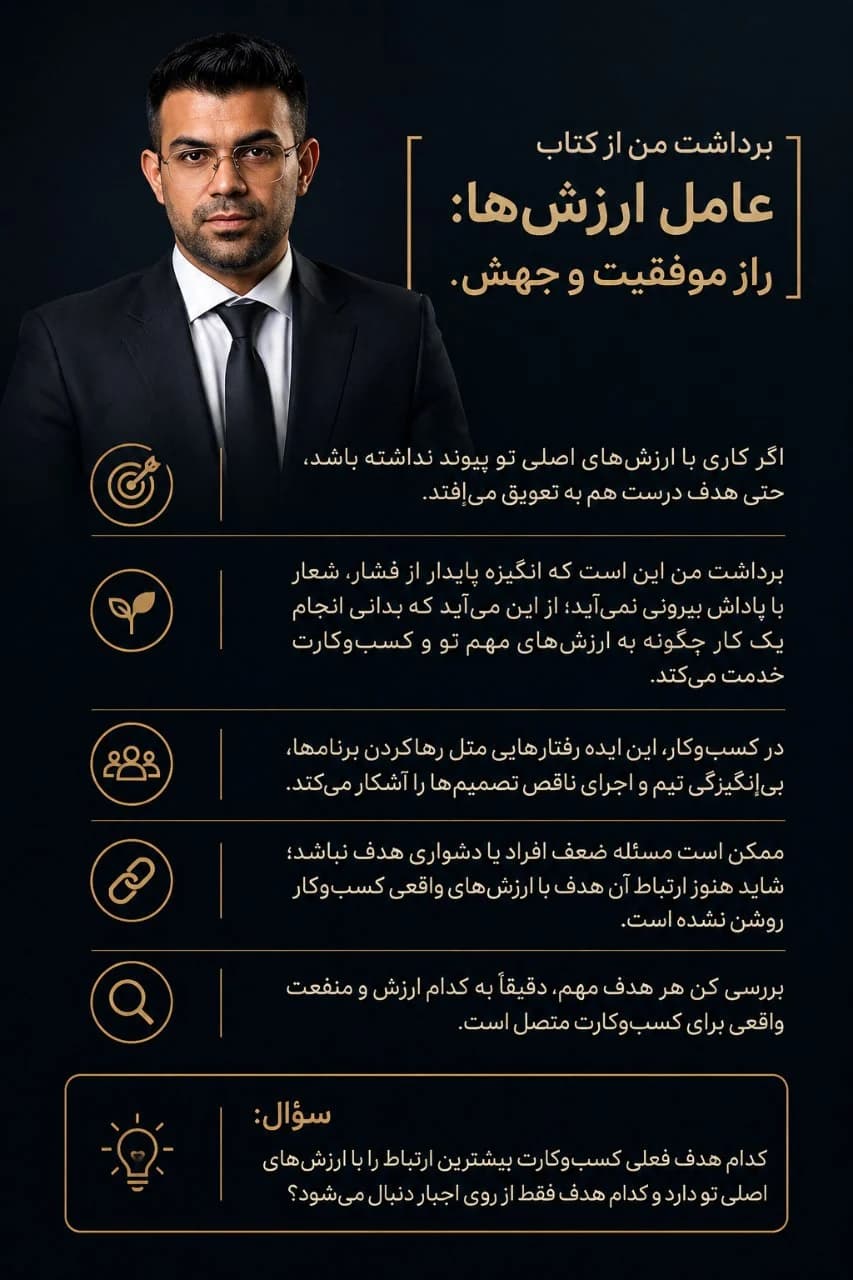 مدیای دوم استوری کتاب کتاب عامل ارزش ها راز موفقیت و جهش